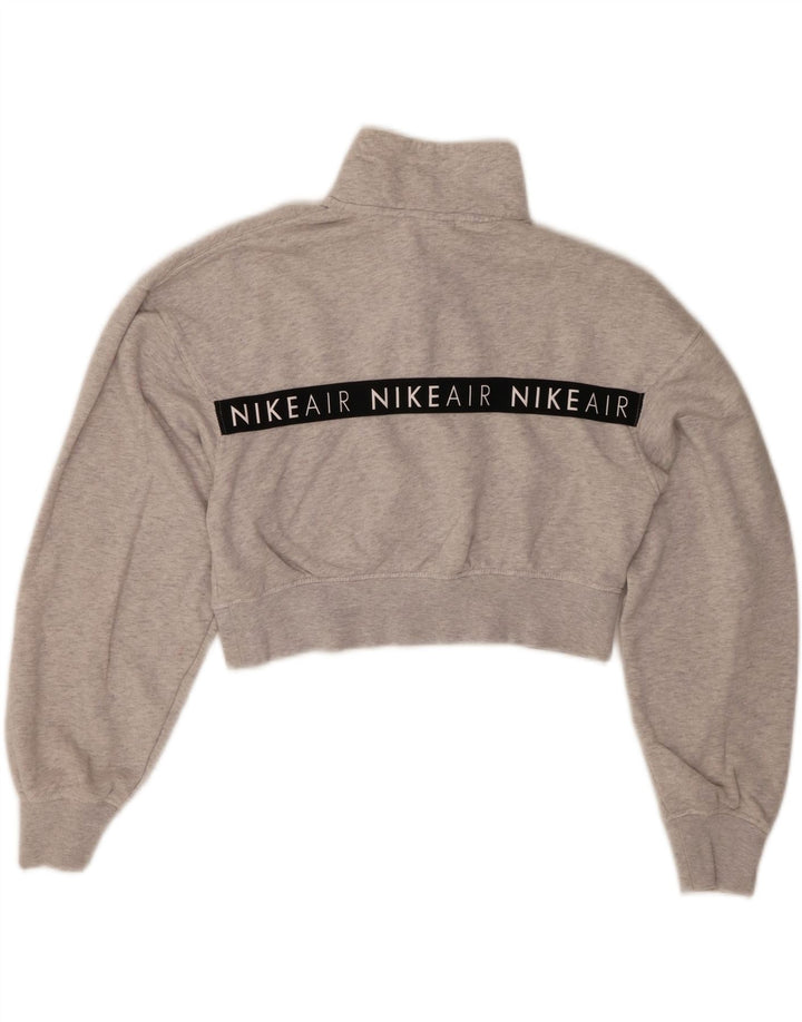 Nike Womens Graphic Crop Sweatshirt Jumper UK 6 XS Grå Bomuld