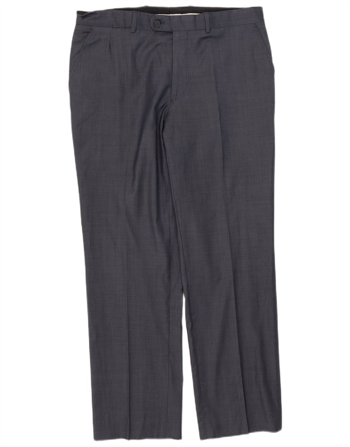 Zara Straight Suit Bukser til mænd W44 L31 Marineblå Uld