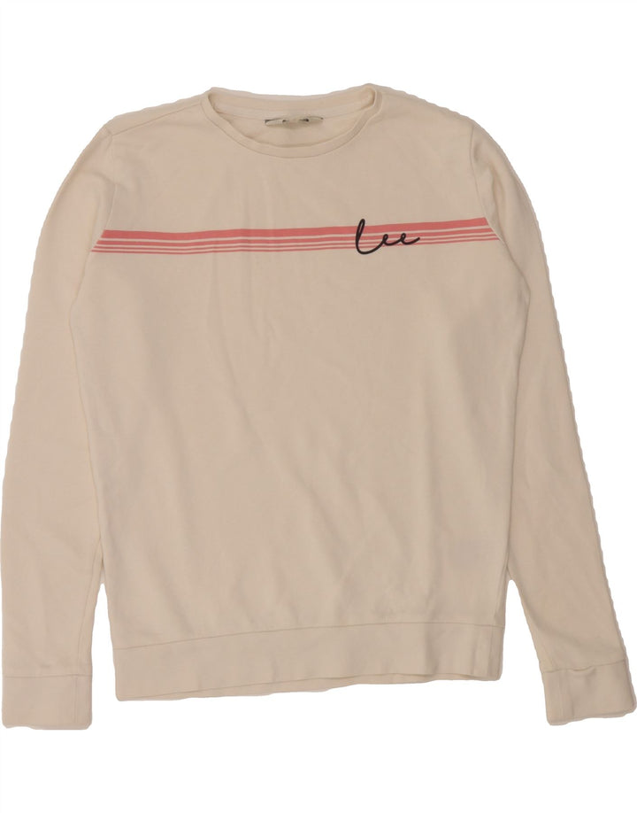 LEE Mens Regular Fit Sweatshirt Jumper XS Off White Striped Cotton Vintage Lee and Second-Hand Lee from Messina Hembry 