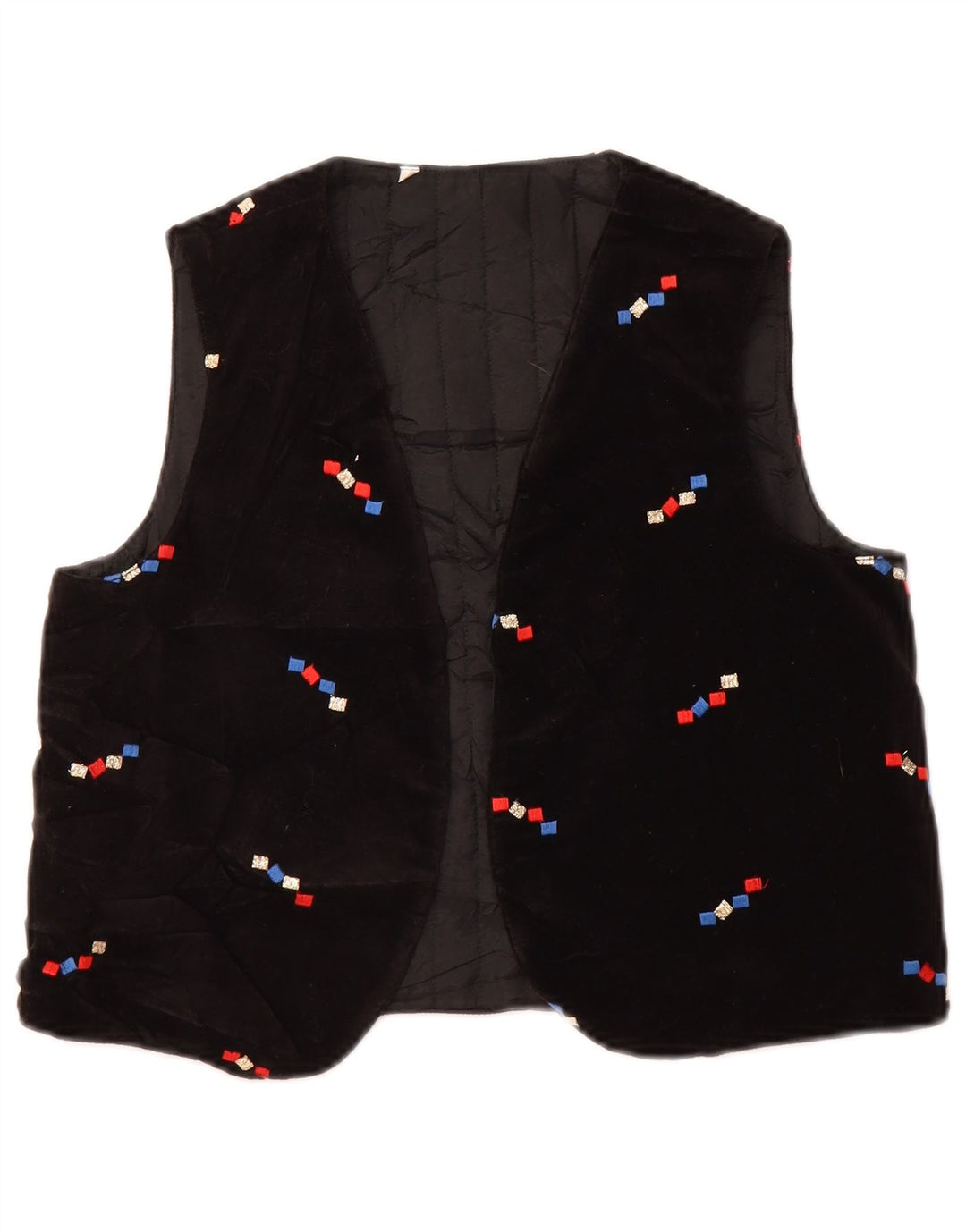 Vintage Dame Velvet OPEN vest US 2 XS Sort