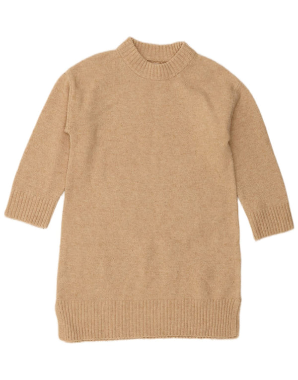 Zara piger 3/4 ærmet jumper kjole 8-9 år Beige Akryl