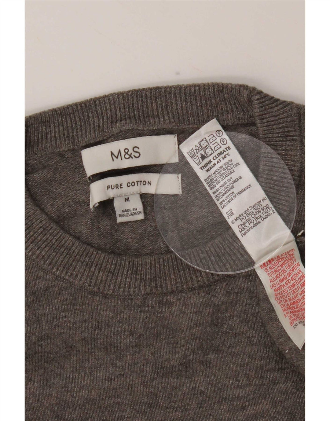 Marks & Spencer Herre sweater med rund hals, mellemgrå bomuld