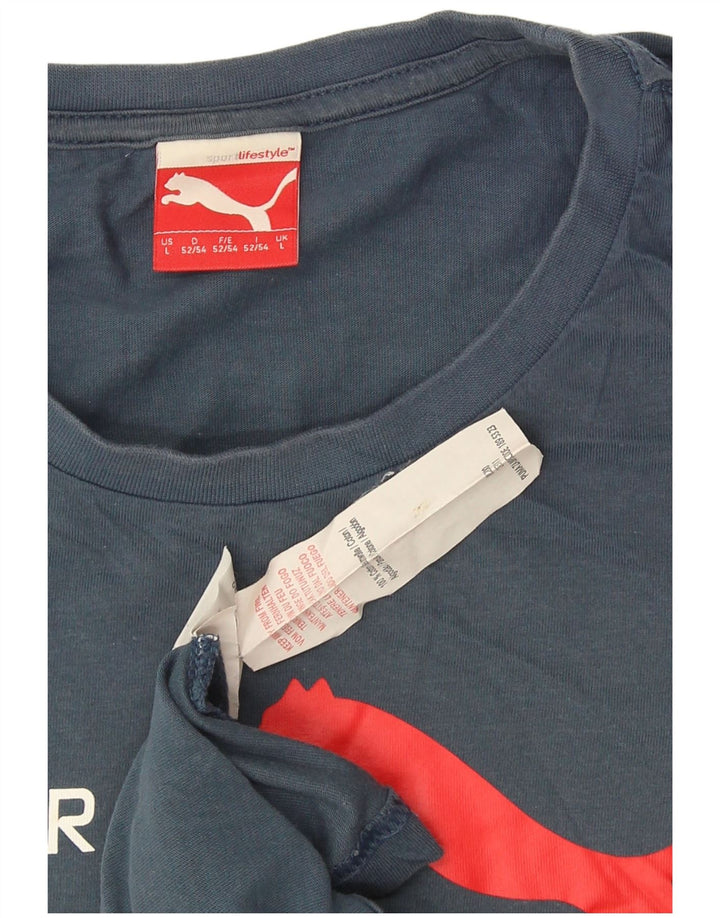 Puma Herre Grafisk T-Shirt Top Stor Blå Bomuld