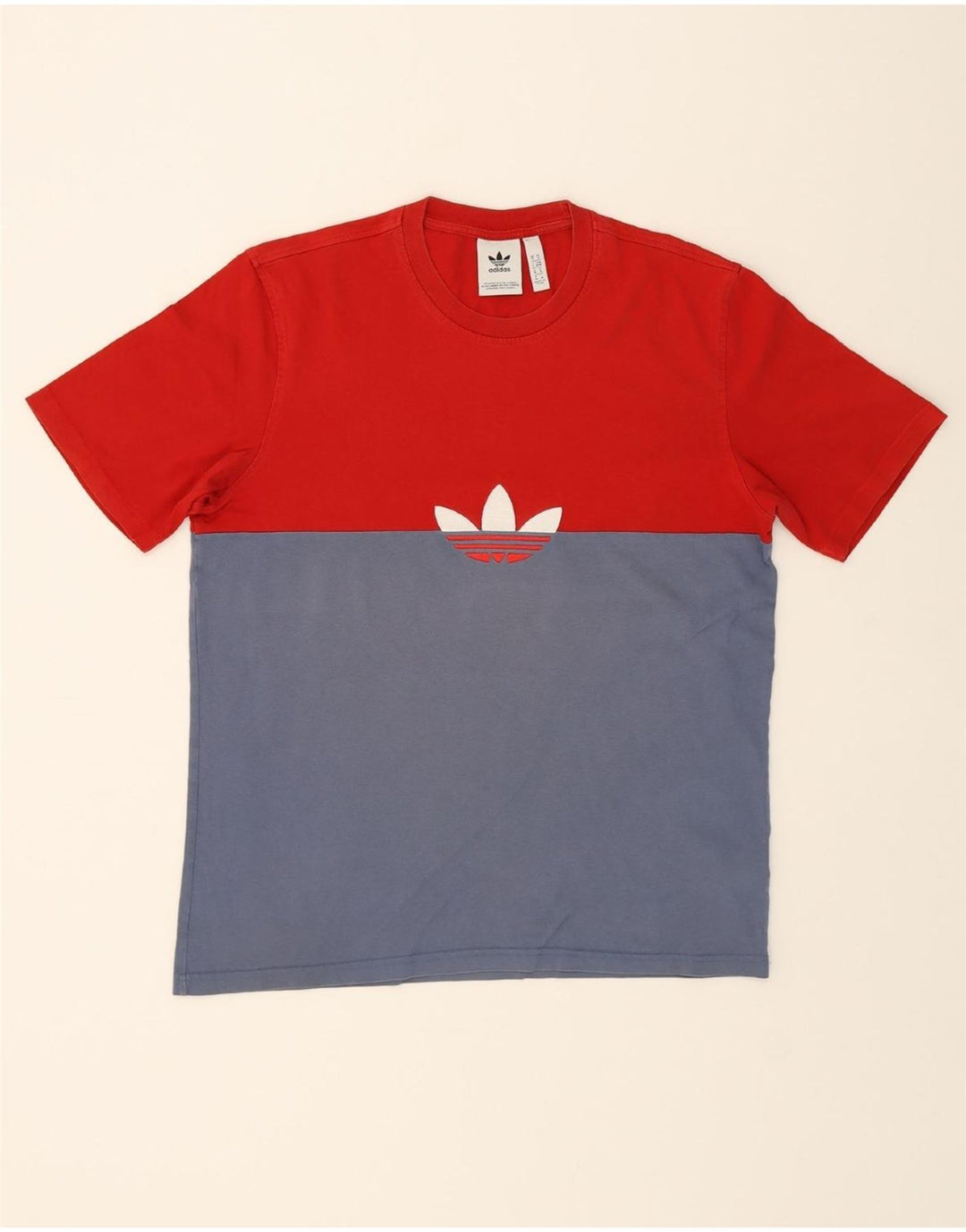ADIDAS Mens T-Shirt Top Medium Red Colourblock Cotton Vintage Adidas and Second-Hand Adidas from Messina Hembry 