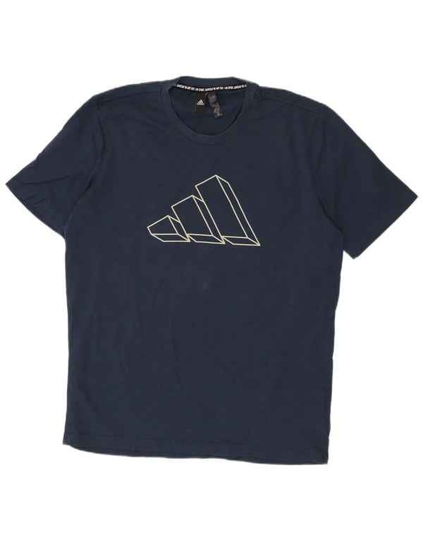 Adidas Herre grafisk T-shirt Top Stor marineblå bomuld