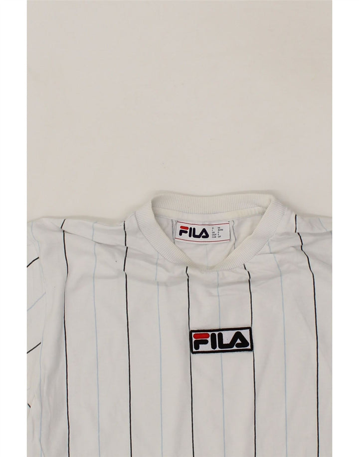 FILA Mens T-Shirt Top Small Blue Striped Cotton Vintage Fila and Second-Hand Fila from Messina Hembry 