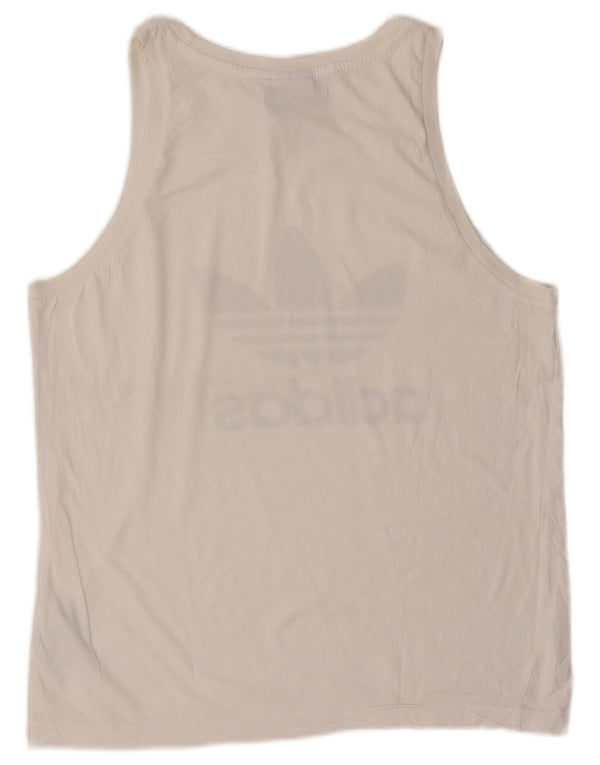 Adidas Herre Grafisk Vest Top Medium Hvid Bomuld