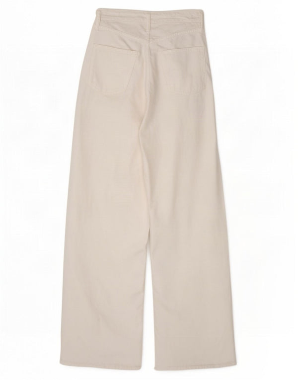 Zara Dame Jeans med brede ben EU 34 2XS W24 L31 Hvid Bomuld