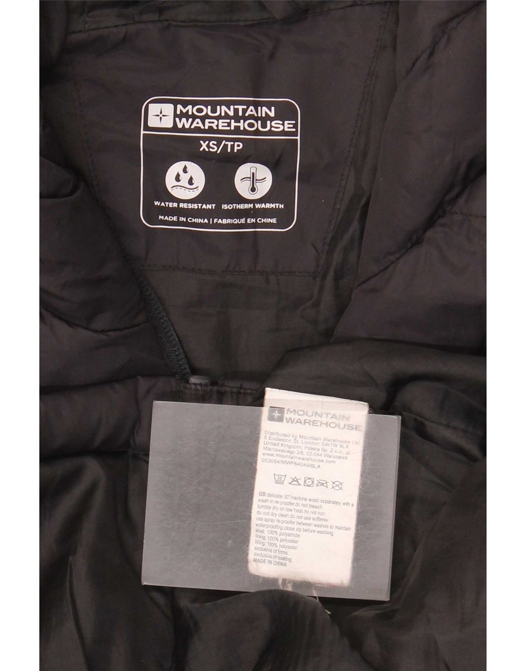 Mountain Warehouse Herre hættepolstret jakke UK 34 XS Sort polyamid