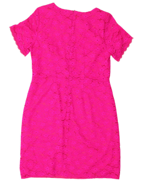 Oasis Womens Lace Sheath Dress UK 14 Large Pink Floral Polyamid