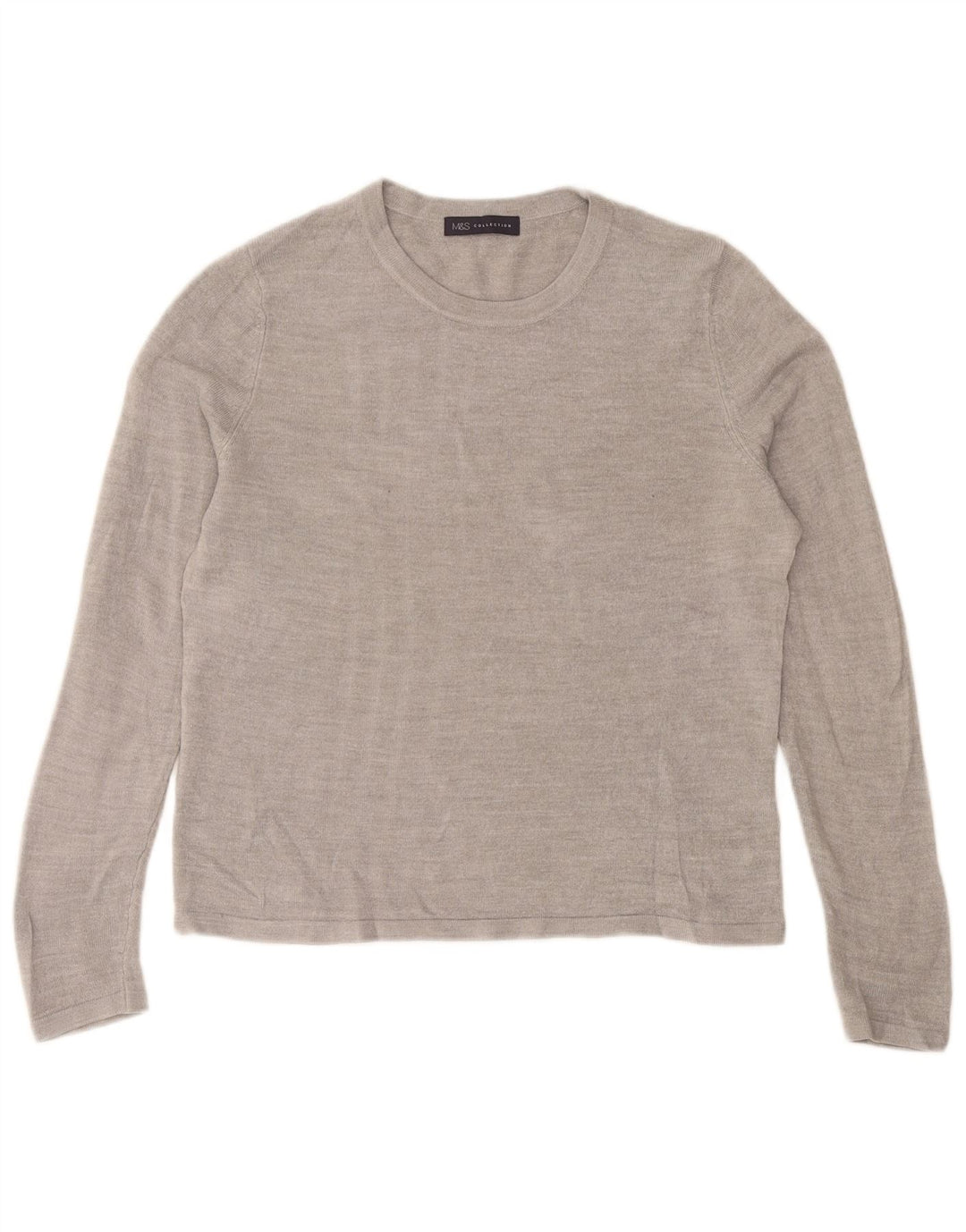 Marks & Spencer Dame sweater med rund hals DK 14 Medium Grå Akryl