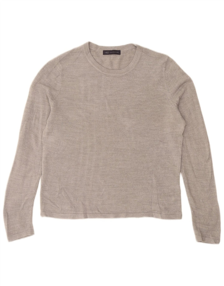 Marks & Spencer Dame sweater med rund hals DK 14 Medium Grå Akryl