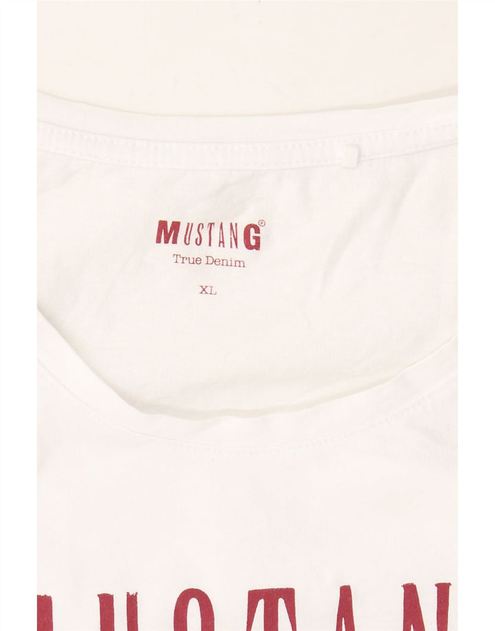 MUSTANG Womens Graphic T-Shirt Top UK 18 XL White Vintage Mustang and Second-Hand Mustang from Messina Hembry 