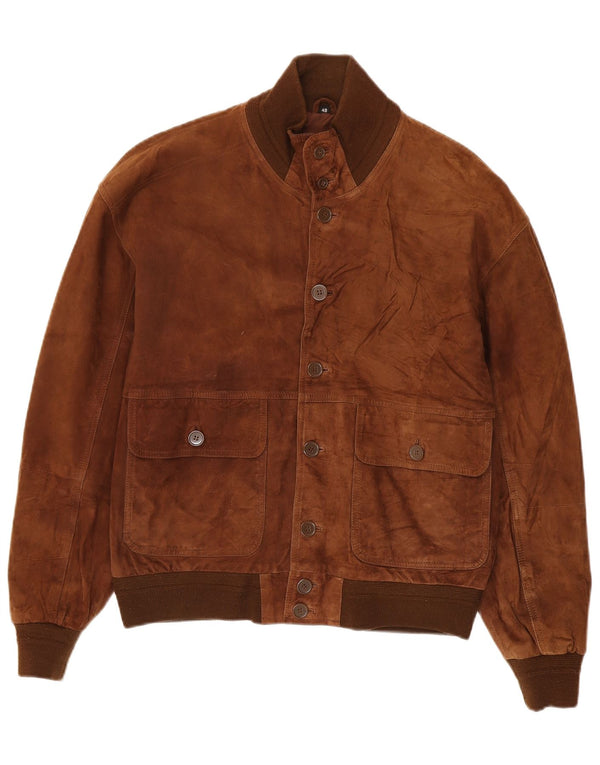 Conbipel Mens Suede Bomber Jacket IT 48 Medium Brown Leather