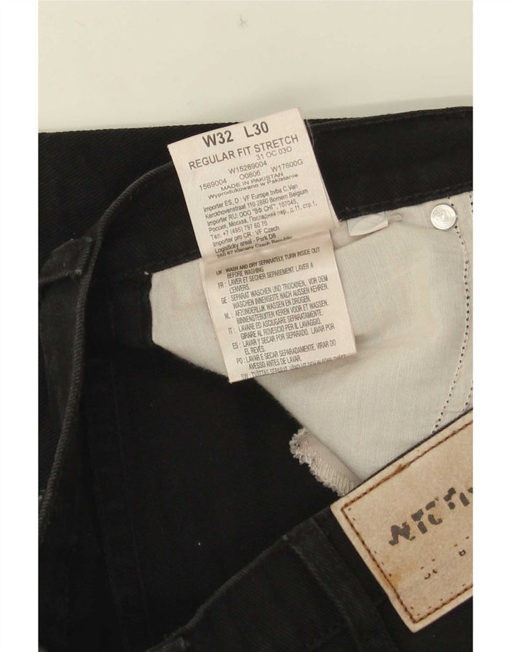 Wrangler Herre Regular Fit Straight Jeans W32 L30 Sort Bomuld