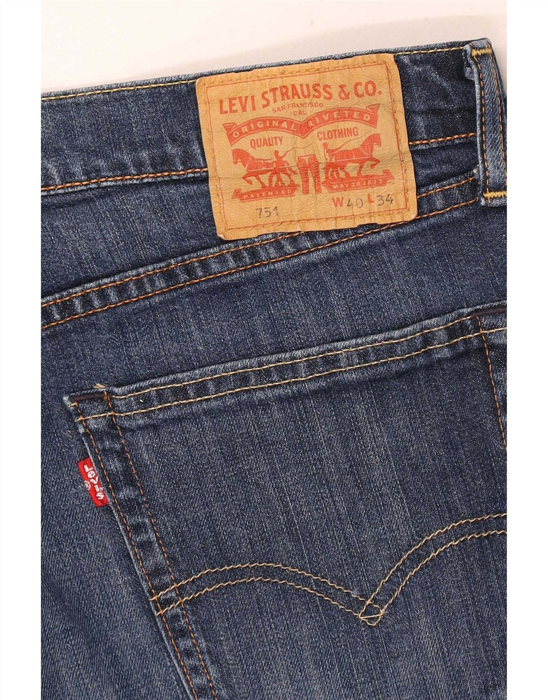 Levi's Herre 751 Cropped Straight Jeans W40 L25 Blå