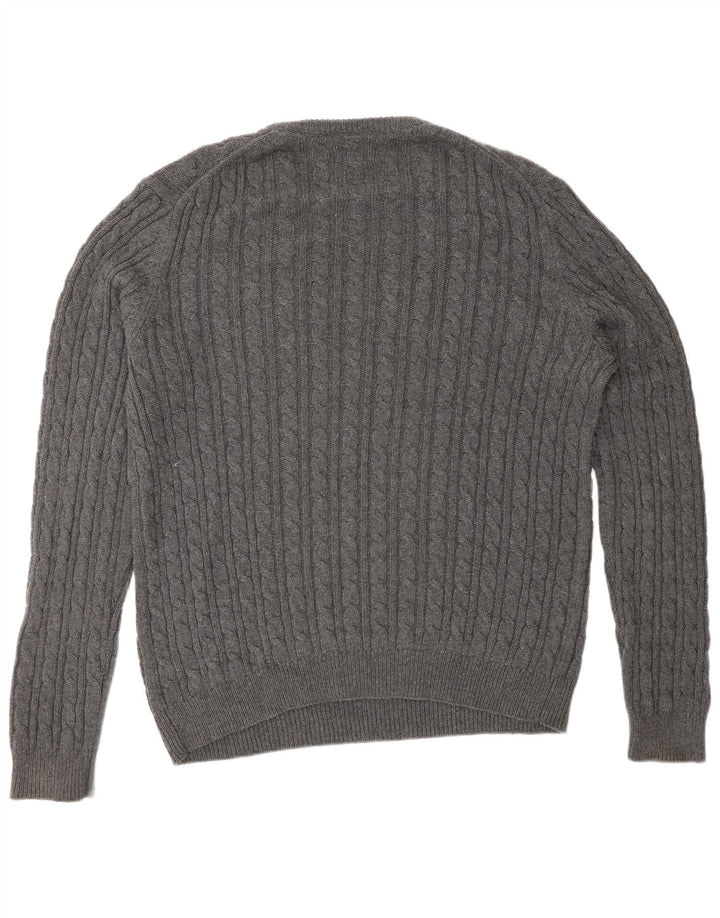 Farah Herre Vintage Crew Neck Jumper Sweater Stor Grå Bomuld