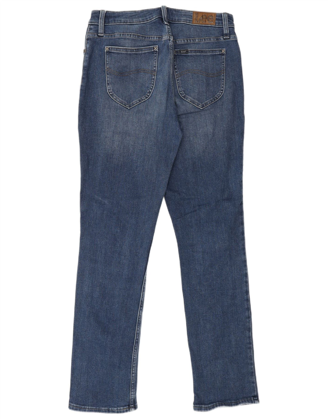 LEE Dame Mid Rise Regular Fit Straight Jeans W29 L31 Blå Bomuld
