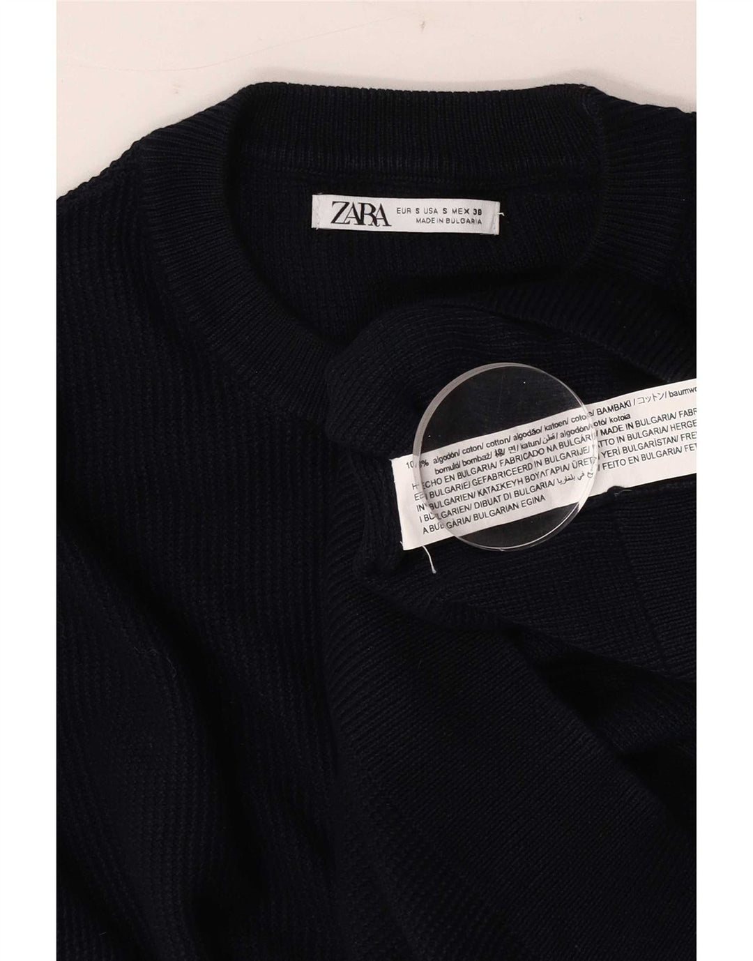 Zara Herre sweater med rund hals, lille marineblå bomuld
