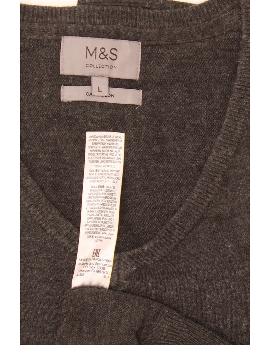 Marks & Spencer Herre V-hals sweater Stor Grå Akryl