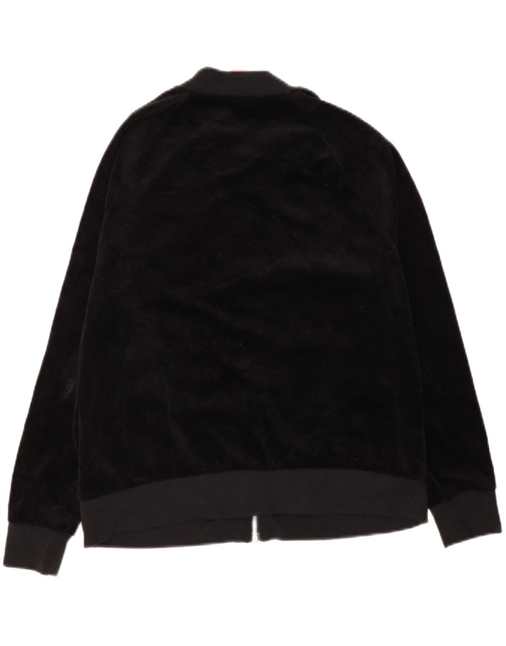 Nike Dame Velour Træningsdragt Top Jakke UK 14 Stor Sort Polyester