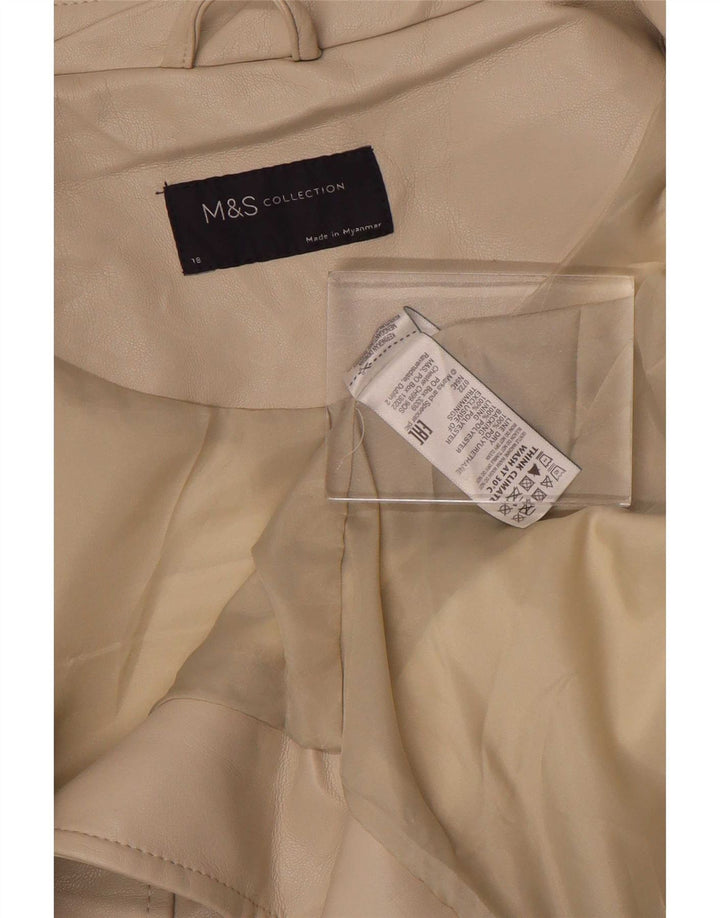 Marks & Spencer dame bikerjakke i imiteret læder UK 18 XL Beige