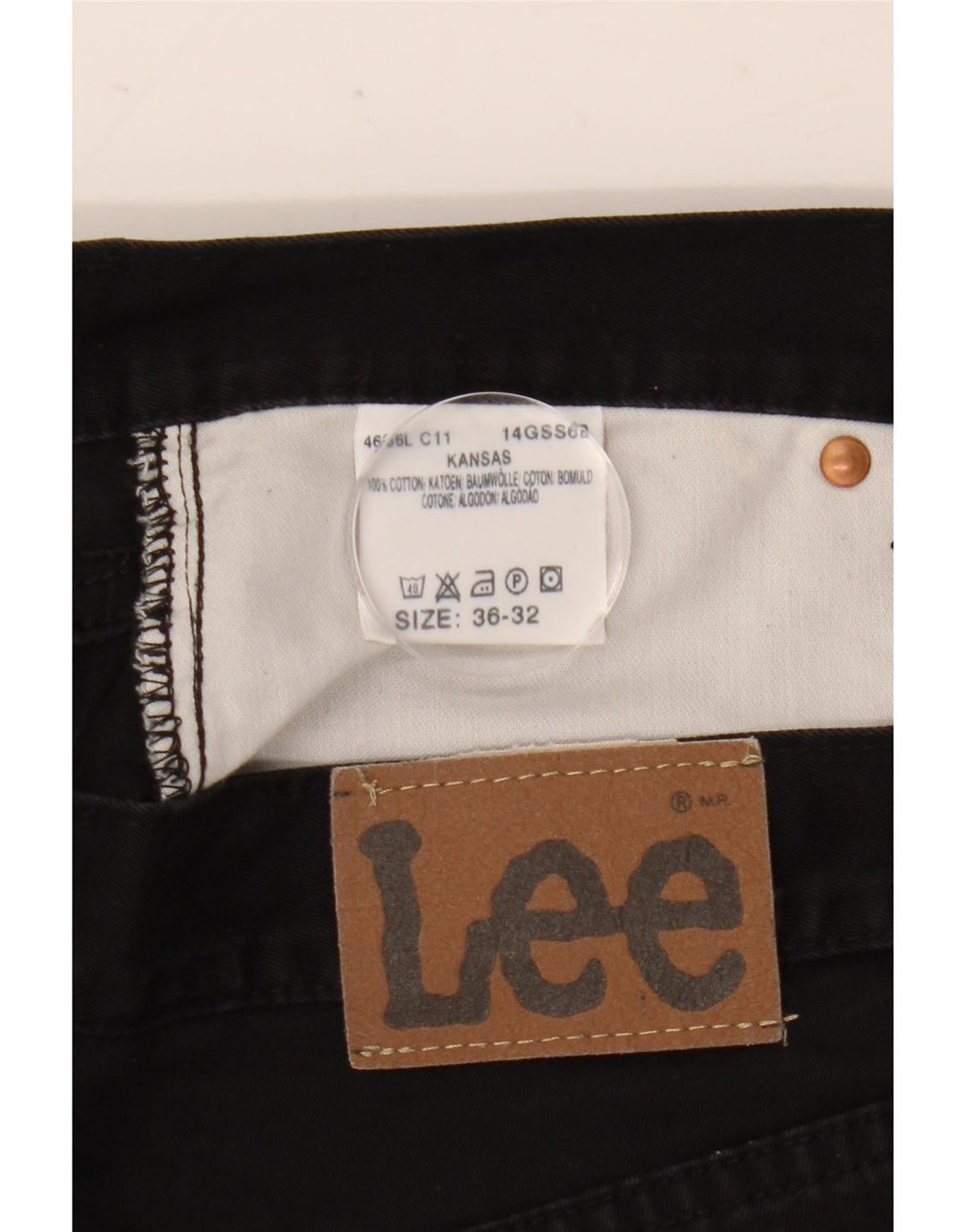 Lee Mens Kansas Straight Jeans W36 L32 Sort Bomuld