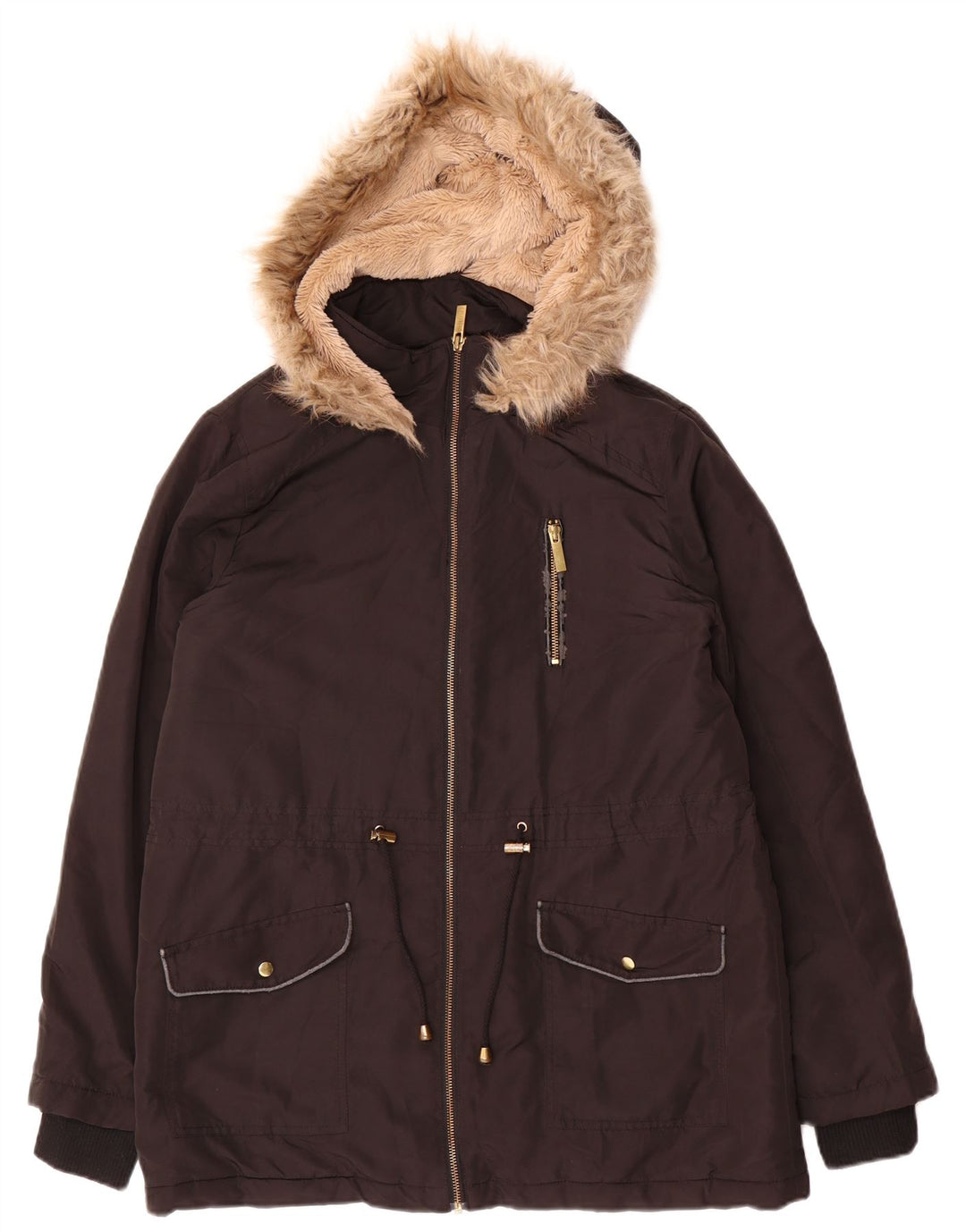 Oasis Dame Hooded Parka Jacket UK 14 Medium Black
