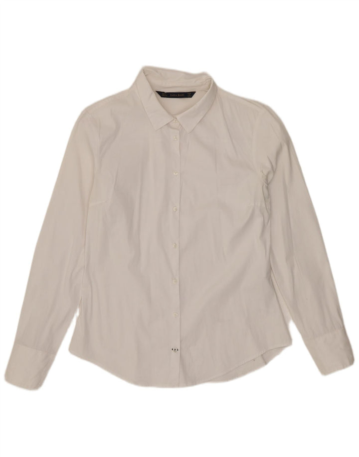 Zara Dameskjorte UK 14 Stor hvid bomuld