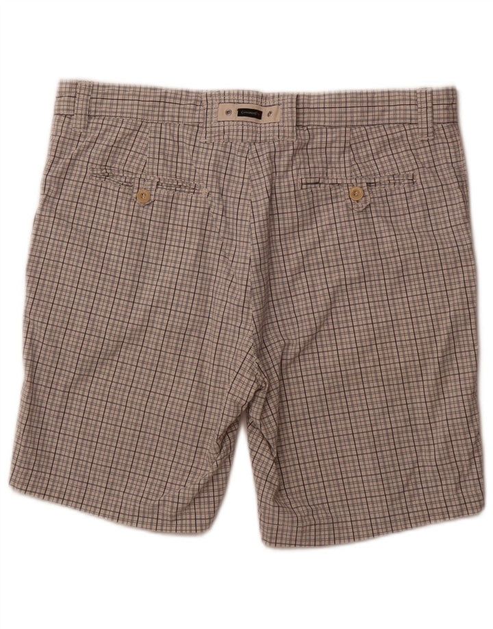 CANADIENS Mens Chino Shorts IT 50 Large W36  Off White Check Cotton