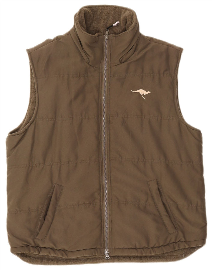 Kænguruer Dame Polstret Gilet UK 16 Stor Khaki Polyester
