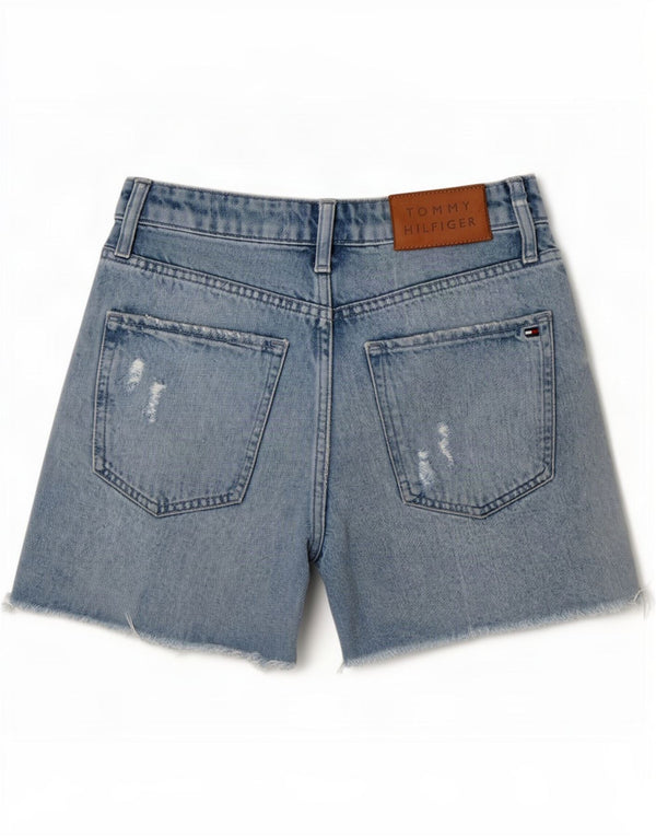 Tommy Hilfiger Kvinder Højtaljede Distressed Denim Shorts W27 Small Blue