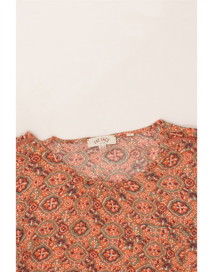 FAT FACE Womens Abstract Pattern Blouse Top UK 10 Small Brown Cotton Vintage Fat Face and Second-Hand Fat Face from Messina Hembry 