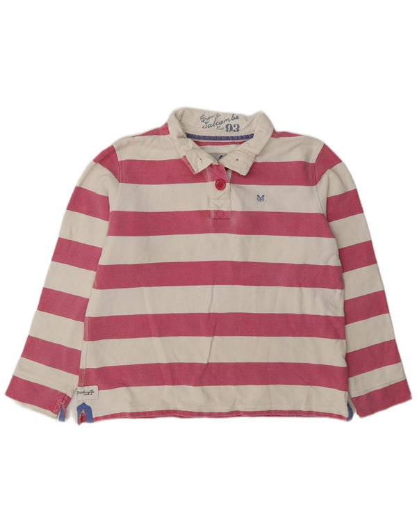 Besætningstøj Dame Button Neck Sweatshirt Jumper UK 16 Large Pink Striped