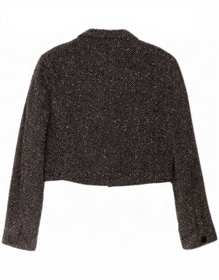 Max Mara Dame Crop 4-knaps blazerjakke UK 14 Medium Grey Flecked Uld