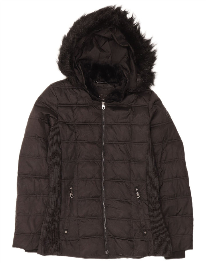 Nautica Dame Hætte Oversized Polstret Jakke UK 10 Lille Sort Polyester