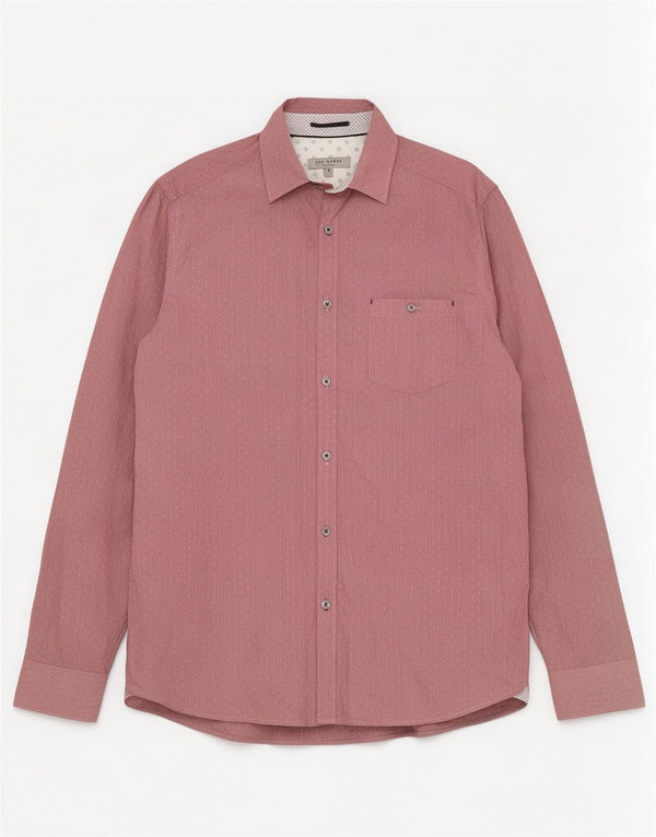 Ted Baker Mens Shirt Size 5 XL Red Pinstripe Cotton