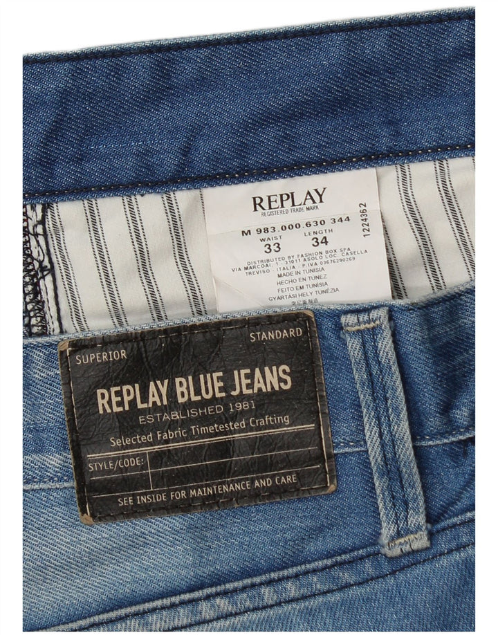 Replay Herre Waitom Denim Shorts W33 Large Blue Cotton