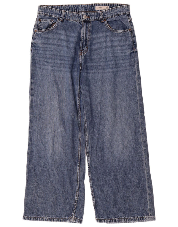 Marks & Spencer Kvinder Højtaljede Brede Ben Jeans UK 12 Medium W32 L26 Blå