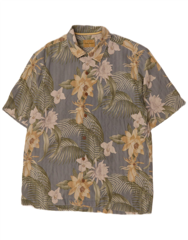 Tommy Bahama Kortærmet Herreskjorte Medium Grey Floral Bomuld