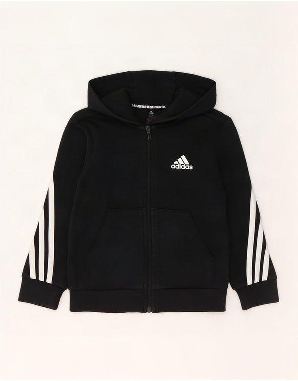 Adidas hættetrøje med lynlås til drenge 5-6 år sort bomuld