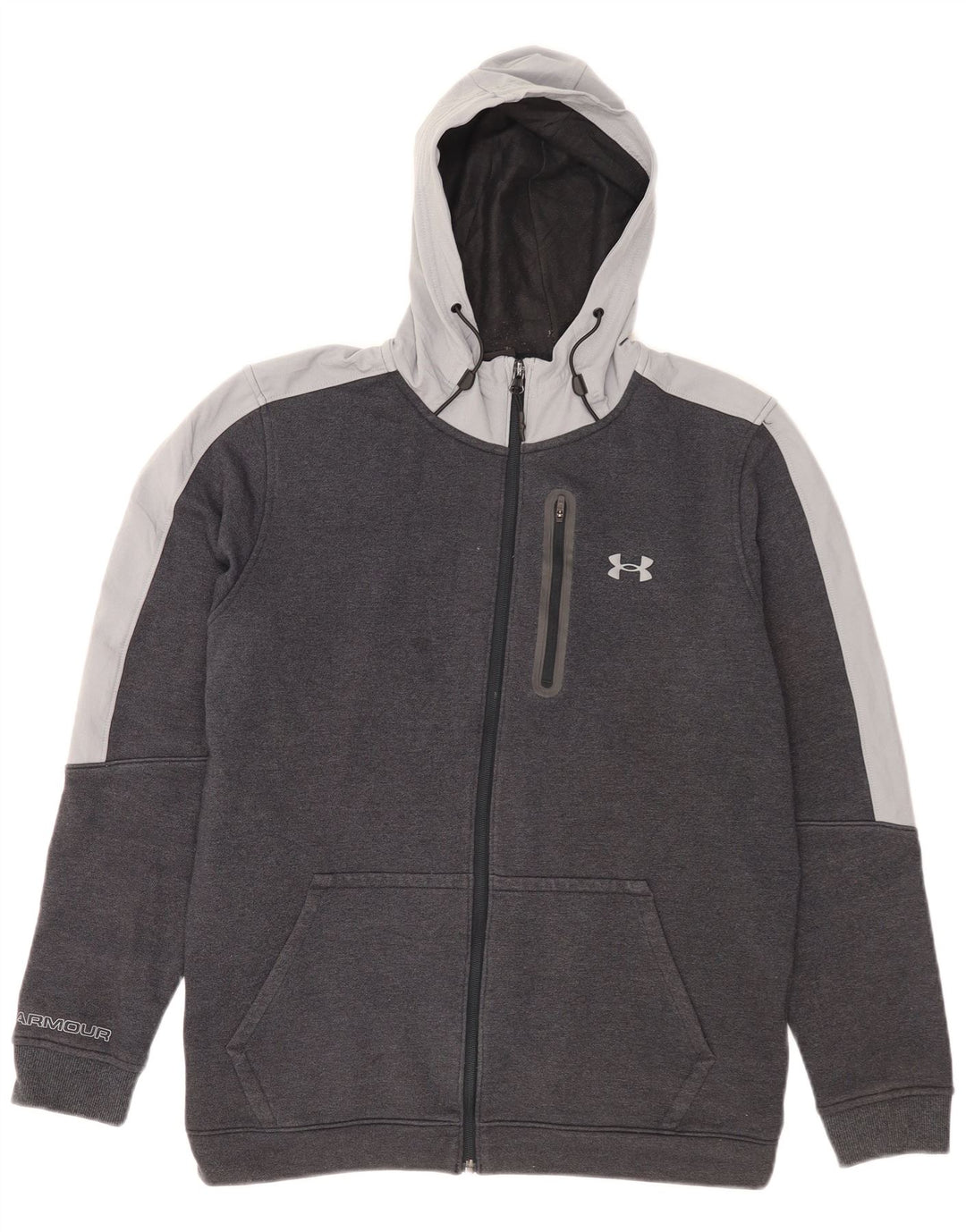 Under Armour Herre hættetrøje med lynlås mellemgrå Colourblock Bomuld