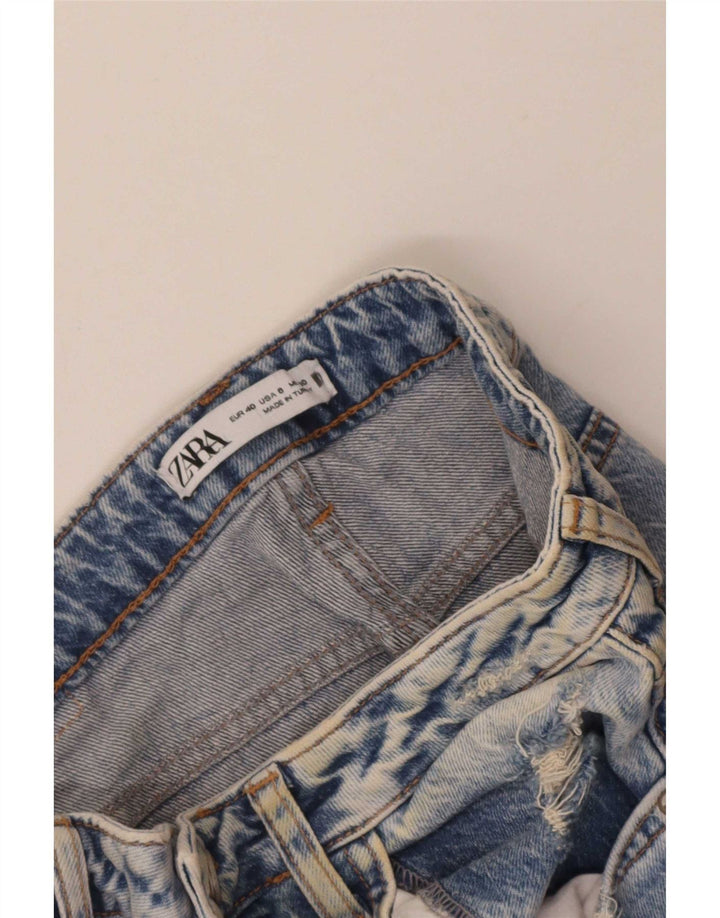 Zara Dame Højtaljede Lige Jeans EU 40 Medium W30 L33 Blå
