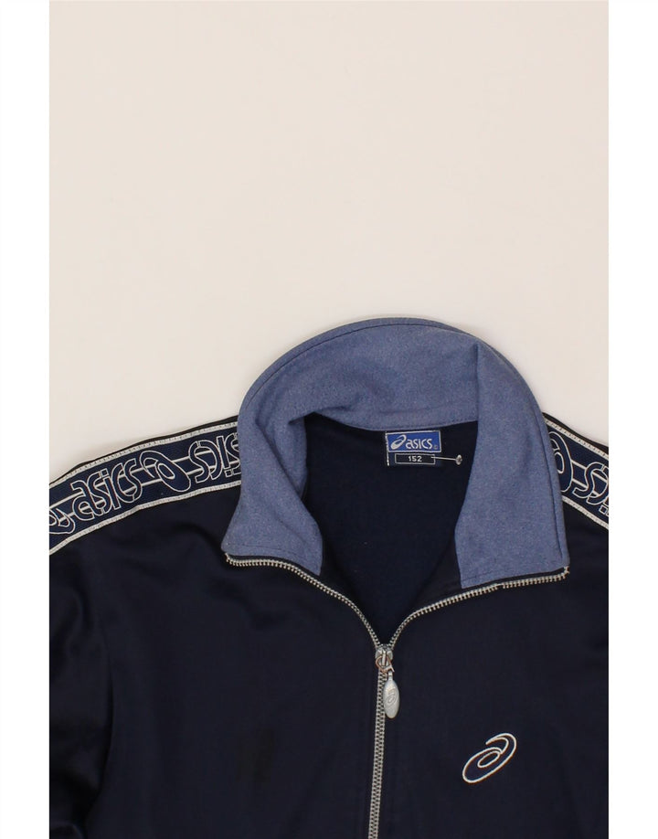 ASICS Boys Graphic Tracksuit Top Jacket 11-12 Years Navy Blue Vintage Asics and Second-Hand Asics from Messina Hembry 