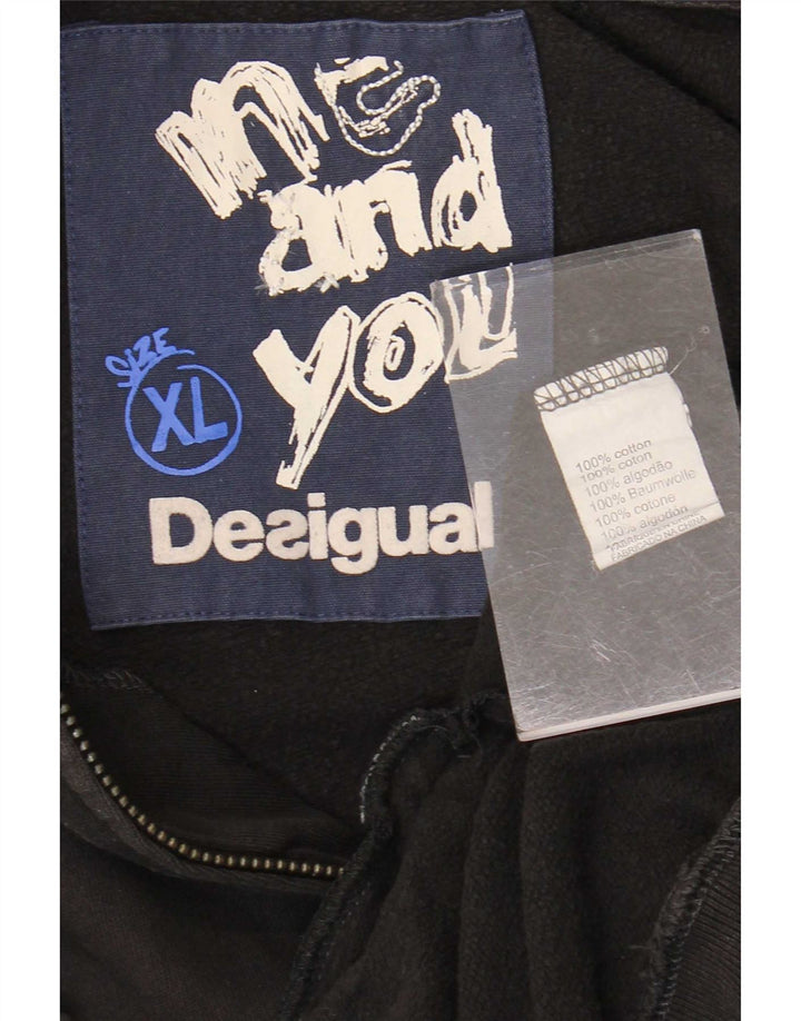 Desigual Herre grafisk træningsdragt Topjakke XL Sort Bomuld