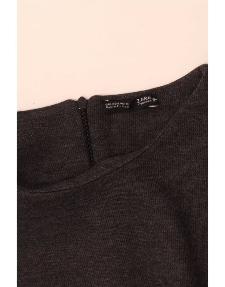 Zara Dame Mini Jumper Kjole UK 14 Stor Grå