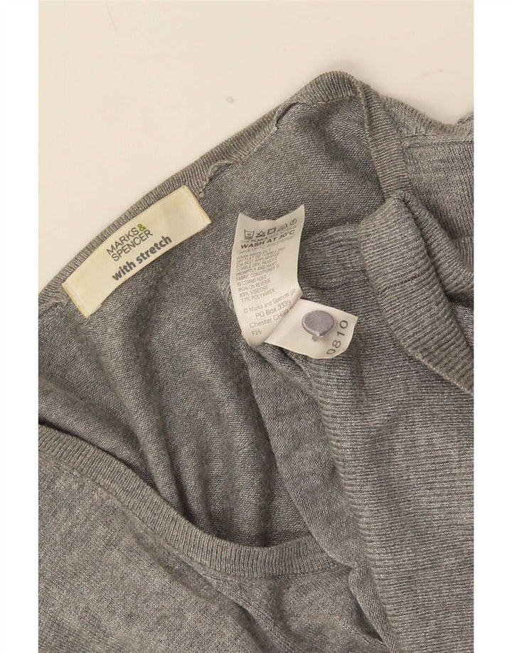 Marks & Spencer Dame Cardigan Sweater UK 16 Large Grå Polyamid