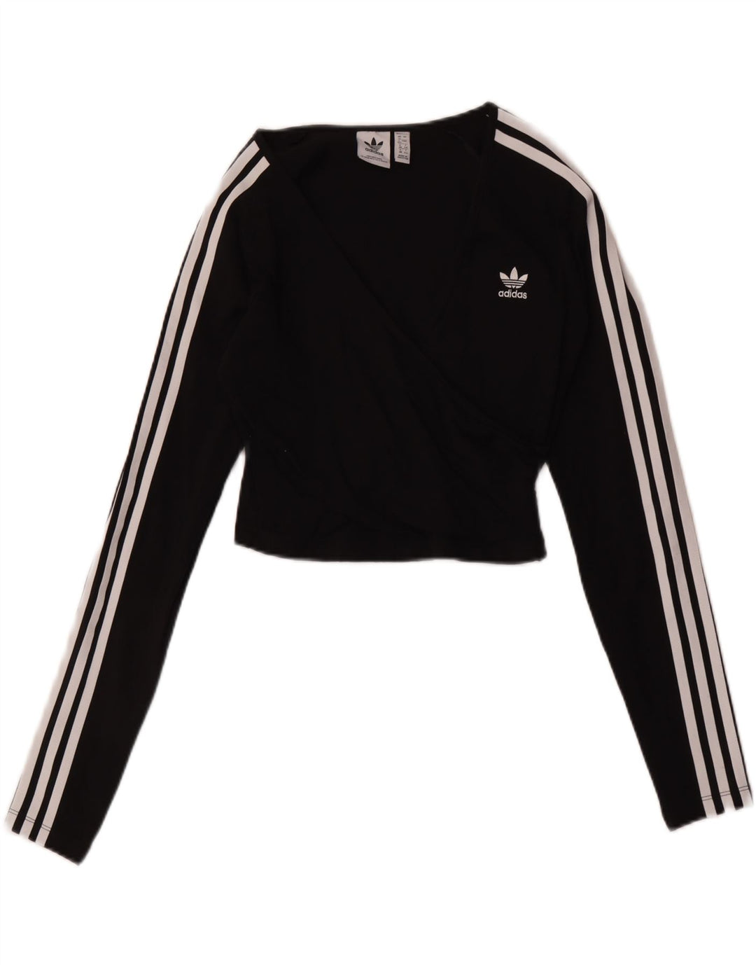 Adidas Dame Crop Top Langærmet UK 12 Medium Sort Bomuld