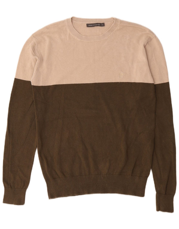 French Connection Herre Crew Neck Jumper Sweater Small Khaki Colourblock