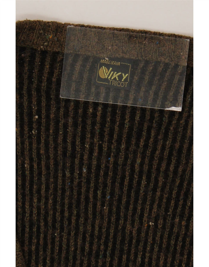 Viky Tricot Herre Cardigan Sweater IT 52 Stor Brun Geometrisk